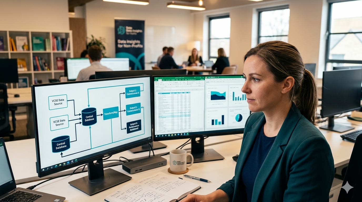 Three Different Frameworks, Three Different Reports: How to Structure VCSE Data Collection Across Multiple Commissioners 1 VCSE multiple commissioner reporting frameworks data | Quematics VCSE commissioning analytics