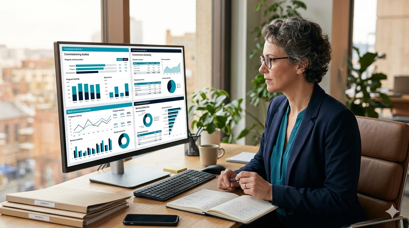 When Your VCSE Holds Contracts With the NHS, Local Authority and Combined Authority at the Same Time: The Data Problem Nobody Is Talking About 1 VCSE multi-commissioner data reporting NHS local authority | Quematics VCSE commissioning analytics