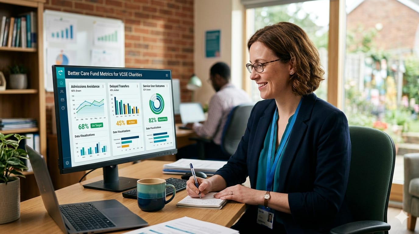 BCF Metrics 2026: The Three Headline Indicators Every VCSE Provider Must Understand 1 Better Care Fund metrics VCSE outcomes evidence | Quematics VCSE commissioning analytics